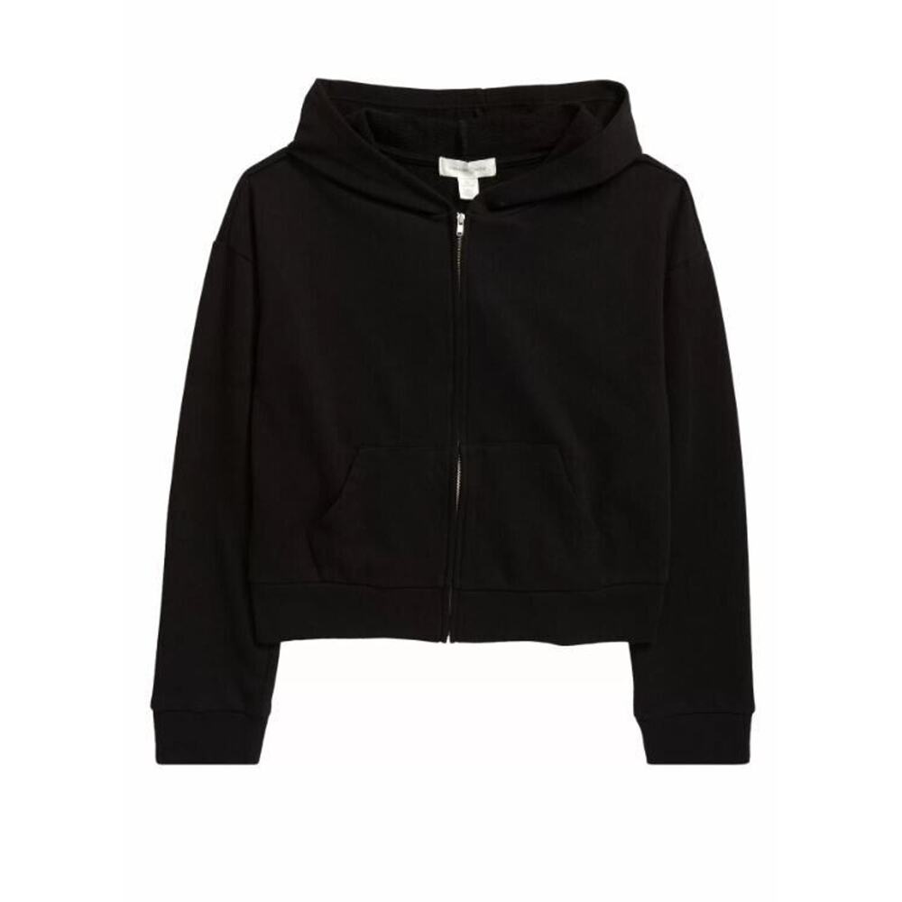Treasure & Bond Girls Full Zip Crop Hoodie In Black‎ Small (7/8)